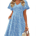 ZEAGOO DealsForYouDays  Womens Summer Dress Casual Swing Floral Ruffle Short Sleeve Sundresses Beach Mini A-line Shift Dress 2025 with Pockets