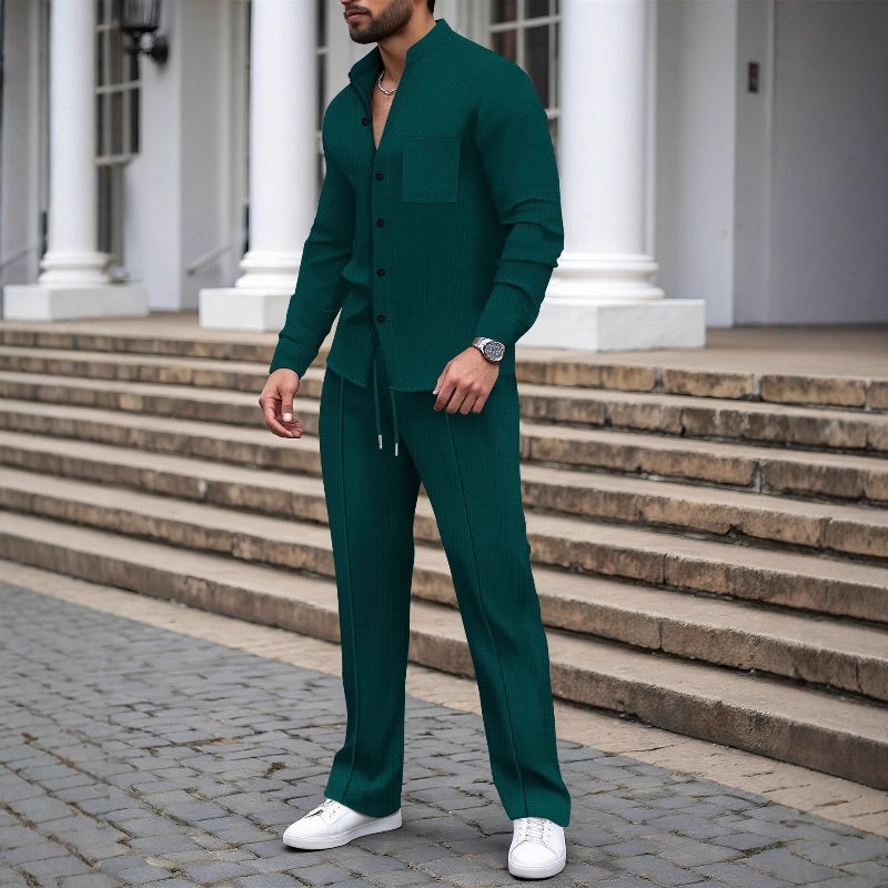 Men's Casual Waffle 2-Piece Set – Comfortable Fabric, Modern Fit & Versatile Style👖